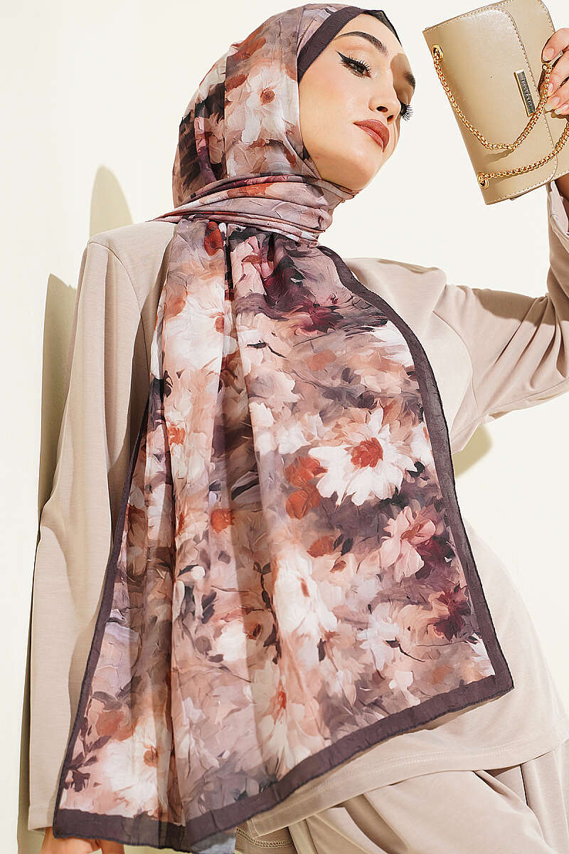 Daisy Pattern Bamboo French Terry Shawl Chestnut