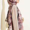 Daisy Pattern Bamboo French Terry Shawl Chestnut - immagine 3