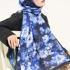Daisy Pattern Bamboo French Terry Shawl Navy Blue – Image 2