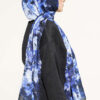 Daisy Pattern Bamboo French Terry Shawl Navy Blue – Image 3