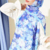 Daisy Pattern Bamboo French Terry Shawl Blue