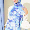 Daisy Pattern Bamboo French Terry Shawl Blue - Image 2