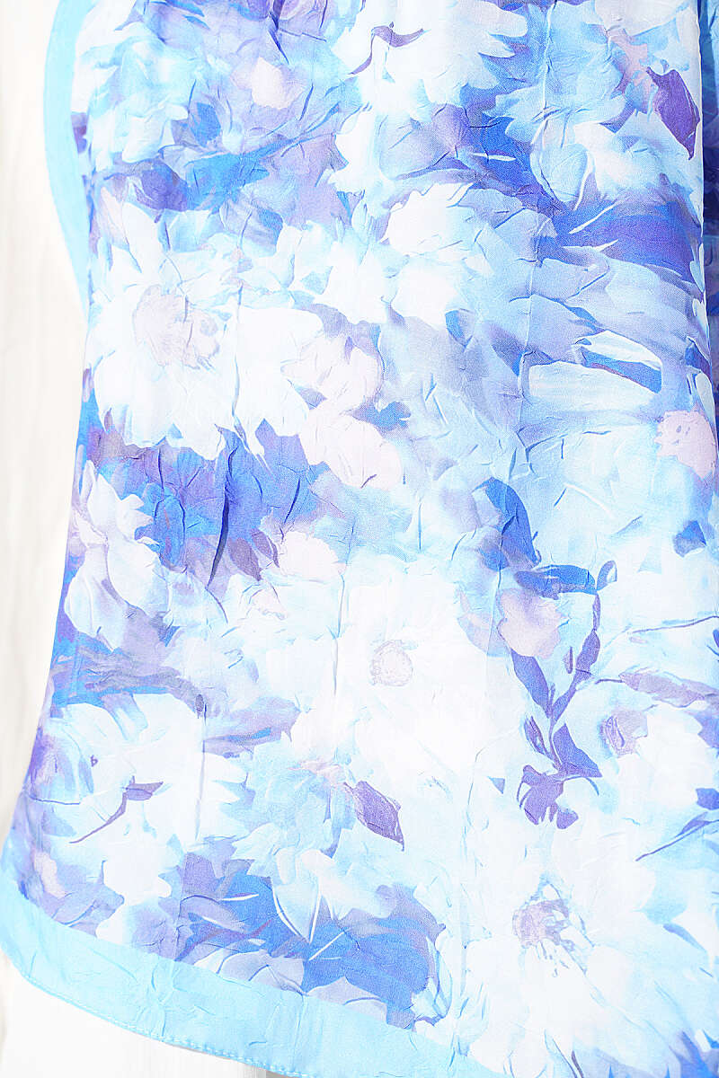 Daisy Pattern Bamboo French Terry Shawl Blue - Image 4