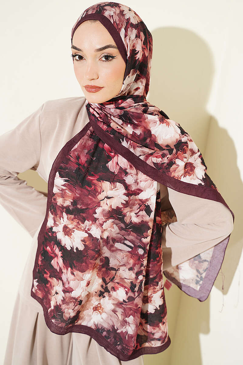 Daisy Pattern Bamboo French Terry Shawl Plum