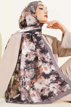 Alternative view of Daisy Pattern Bamboo French Terry Shawl Mink