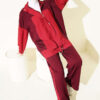 Partially Detailed Snap Button Two-Piece Set Burgundy