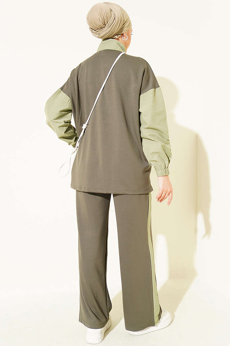 Partially Detailed Snap Button Two-Piece Set Khaki – Bild 3