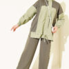 Partially Detailed Snap Button Two-Piece Set Khaki
