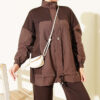 Partially Detailed Snap Button Two-Piece Set Brown - Imagen 2
