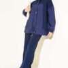 Partially Detailed Snap Button Two-Piece Set Navy Blue