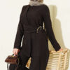 Two-Piece Set with Detailed Parts and Gold Buckle Dark Brown – Image 2
