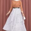 Asymmetrical Cut Polka Dot Hem Edge Skirt White - Imagen 3