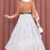 Asymmetrical Cut Polka Dot Hem Edge Skirt White - Imagen 4