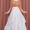 Asymmetrical Cut Polka Dot Hem Edge Skirt White - Imagen 6