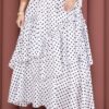 Asymmetrical Cut Polka Dot Hem Edge Skirt White - Imagen 2