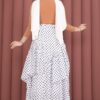 Asymmetrical Cut Polka Dot Hem Edge Skirt White - Imagen 7