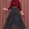 Asymmetrical Cut Polka Dot Hem Edge Skirt Black - Afbeelding 5
