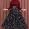 Asymmetrical Cut Polka Dot Hem Edge Skirt Black - Afbeelding 3