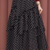 Asymmetrical Cut Polka Dot Hem Edge Skirt Black - Afbeelding 2