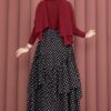 Asymmetrical Cut Polka Dot Hem Edge Skirt Black - Afbeelding 6