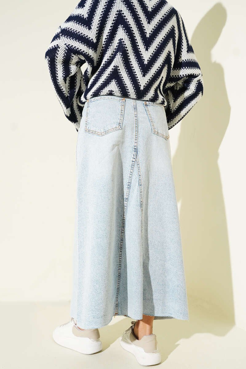 Patchwork Denim Skirt Light Charcoal - Imagen 3