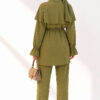 Raincoat with Button Details Two-Piece Set Oil Green - Image 4