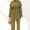 Raincoat with Button Details Two-Piece Set Oil Green - Image 2