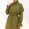 Raincoat with Button Details Two-Piece Set Oil Green - Image 3