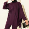 Modal two-piece set with cape detail Plum – Bild 2