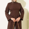 Pleated Two-Piece Set with Side Gold Buckle Coffee Brown - Afbeelding 2