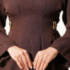 Pleated Two-Piece Set with Side Gold Buckle Coffee Brown - Afbeelding 4