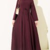 Tunic Dress with Pen Detailing and Drawstring Closure Plum