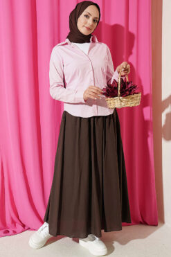 Alternative view of Button-Front Shirt with Pen-Detail Cuffs Pink