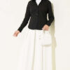 Button-Front Shirt with Pen-Detail Cuffs Black – Image 2