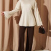 Striped Side-Tie Tunic Beige - immagine 2