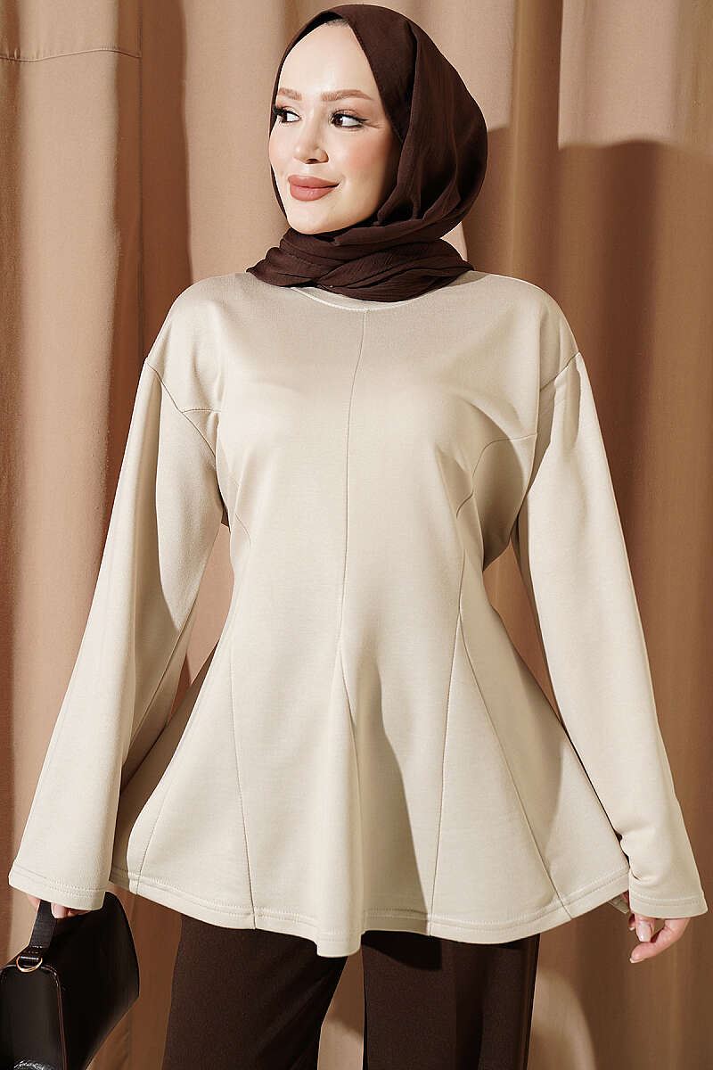 Striped Side-Tie Tunic Beige