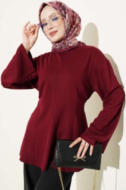 Striped Side-Tie Tunic Burgundy