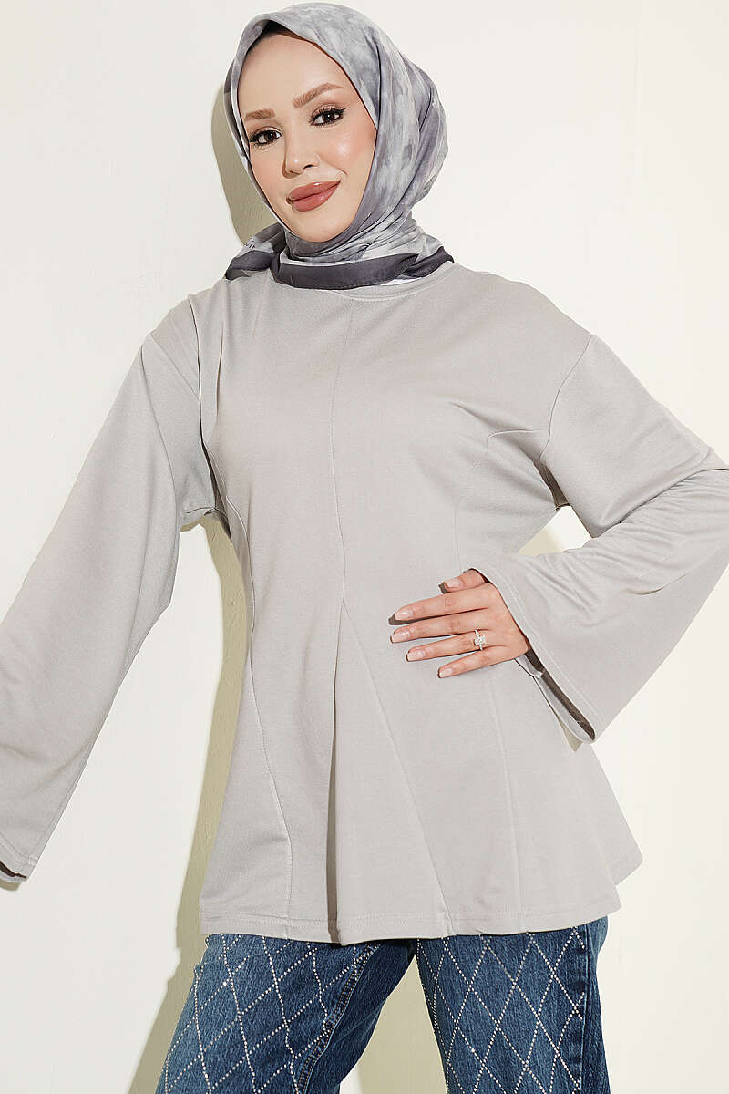 Striped Side-Tie Tunic Grey