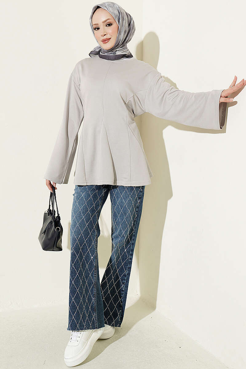 Striped Side-Tie Tunic Grey - Afbeelding 2