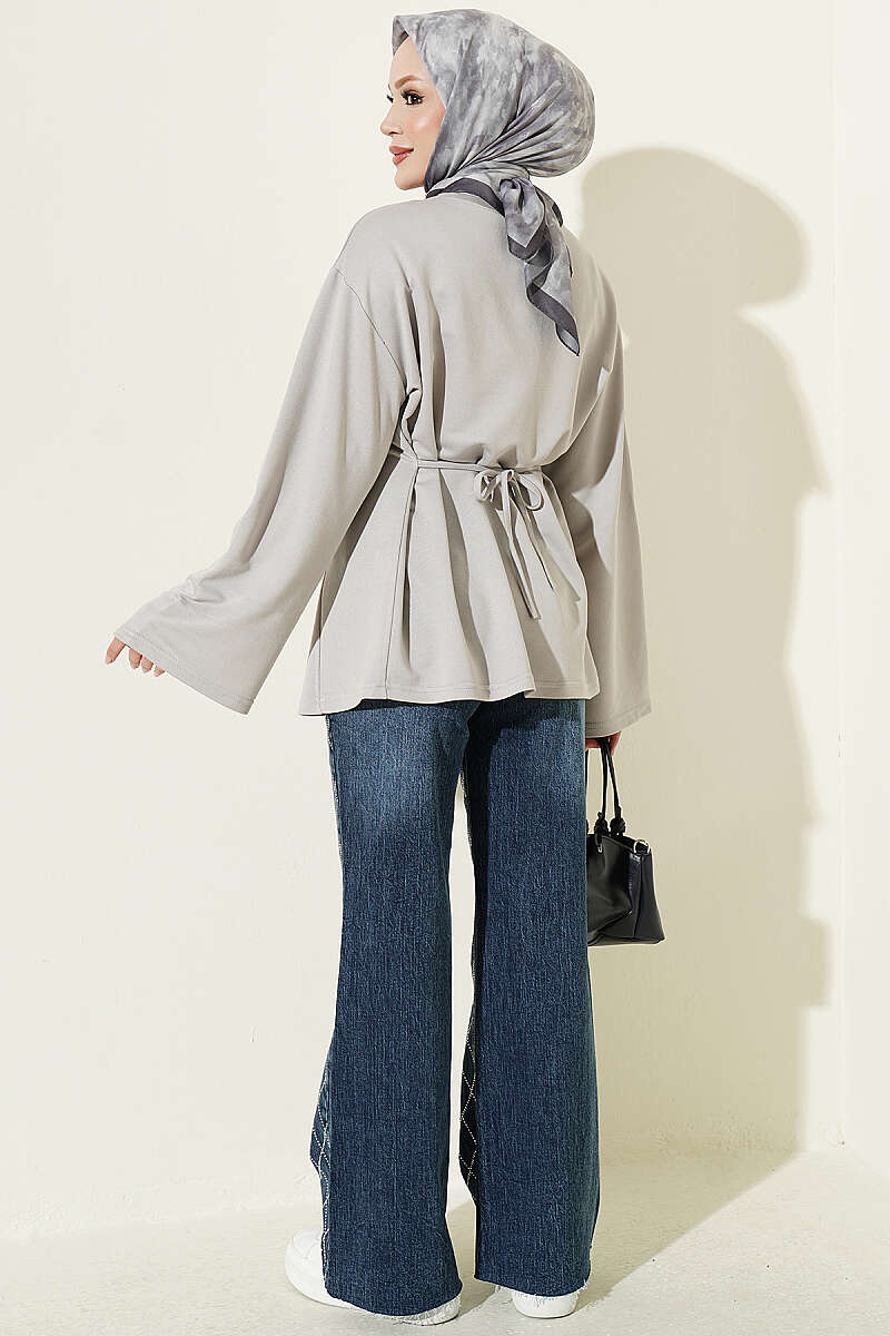 Striped Side-Tie Tunic Grey - Afbeelding 3