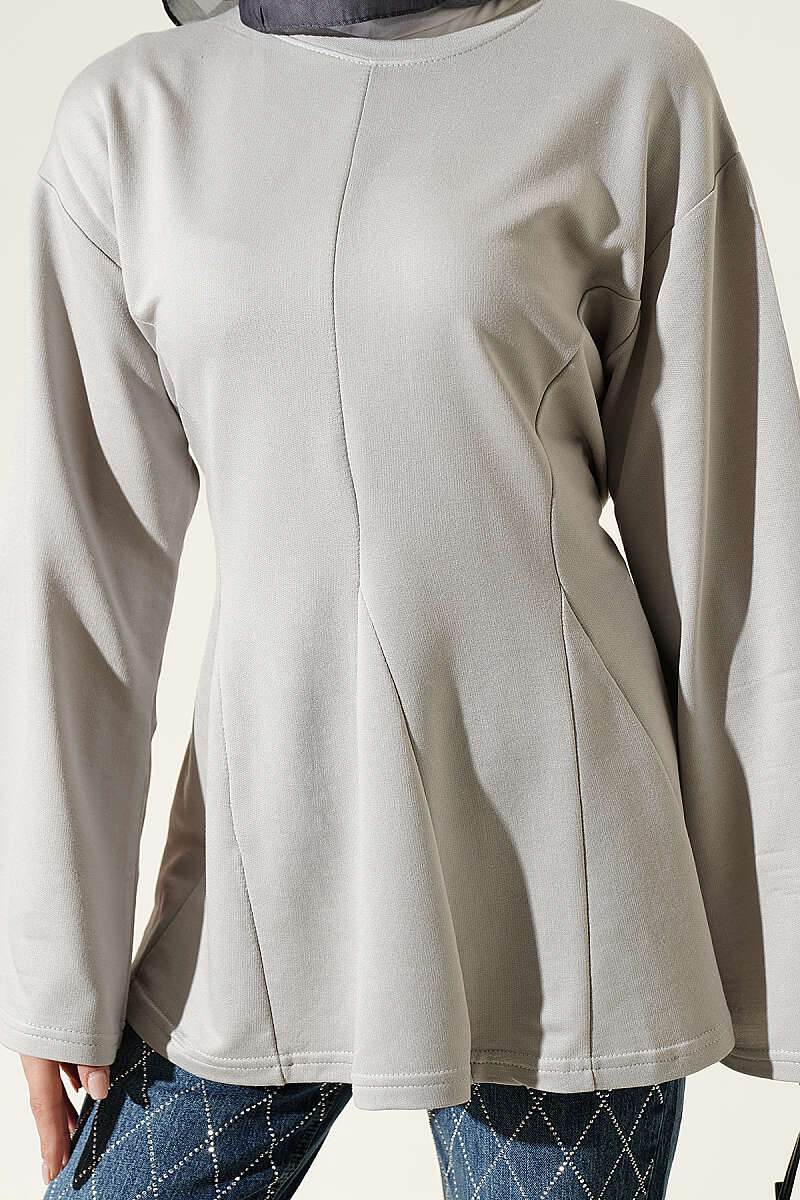 Striped Side-Tie Tunic Grey - Afbeelding 4