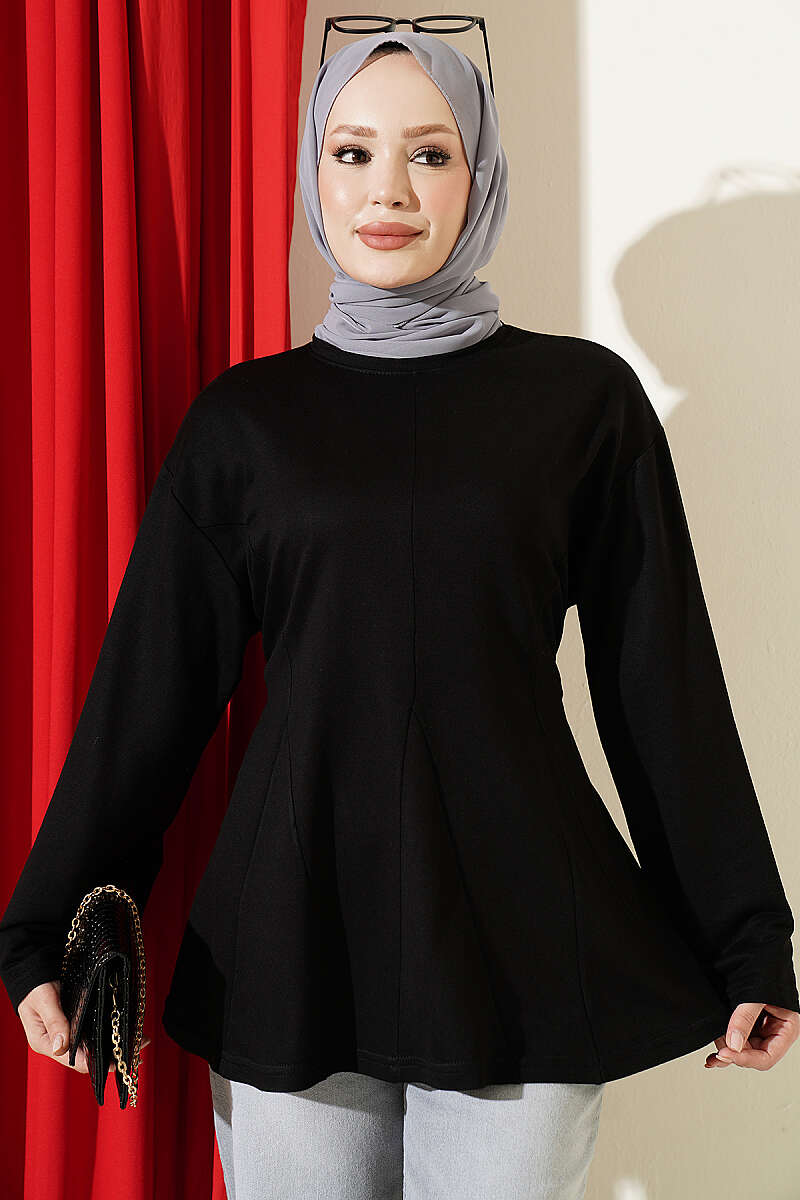 Striped Side-Tie Tunic Black