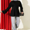 Striped Side-Tie Tunic Black - الصورة 2