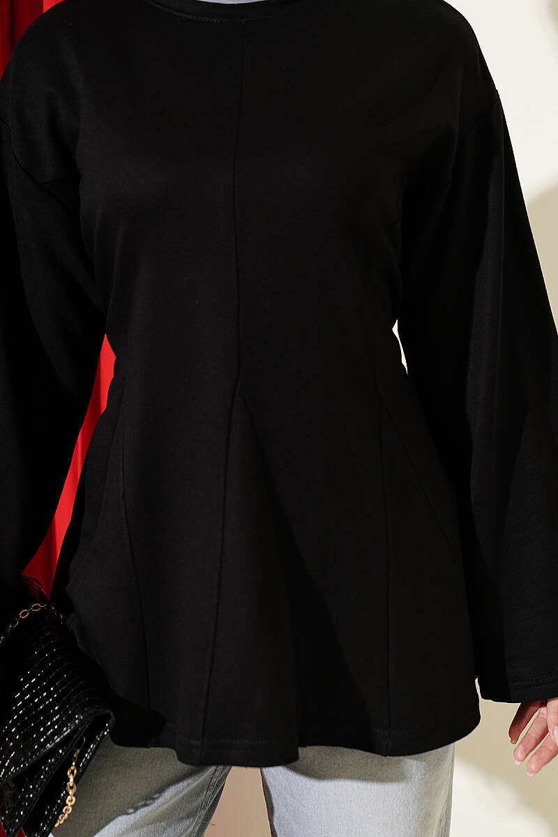 Striped Side-Tie Tunic Black - الصورة 4