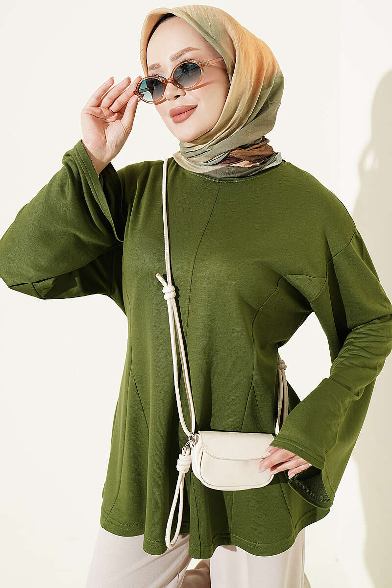 Striped Side-Tie Tunic Green