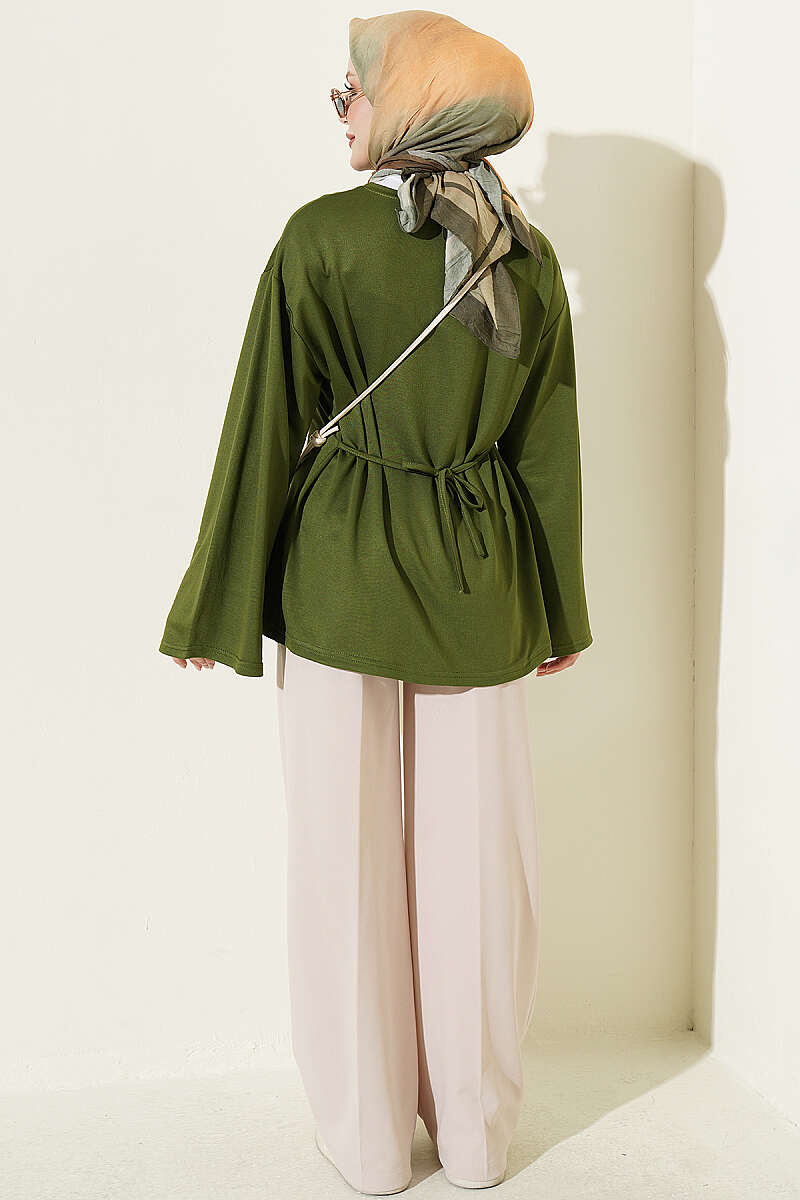 Striped Side-Tie Tunic Green - immagine 3