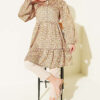 Honeycomb Pattern Satin Tunic Oil Green - Afbeelding 2