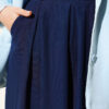 Pile-Detail Wide-Leg Trousers Navy Blue - الصورة 4