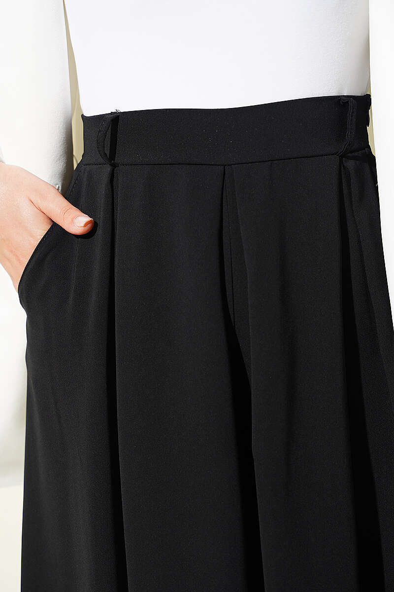 Pile-Detail Wide-Leg Trousers Black - Afbeelding 4