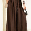 French Terry Jogger Pants with Pile Detail and Drawstring Dark Brown